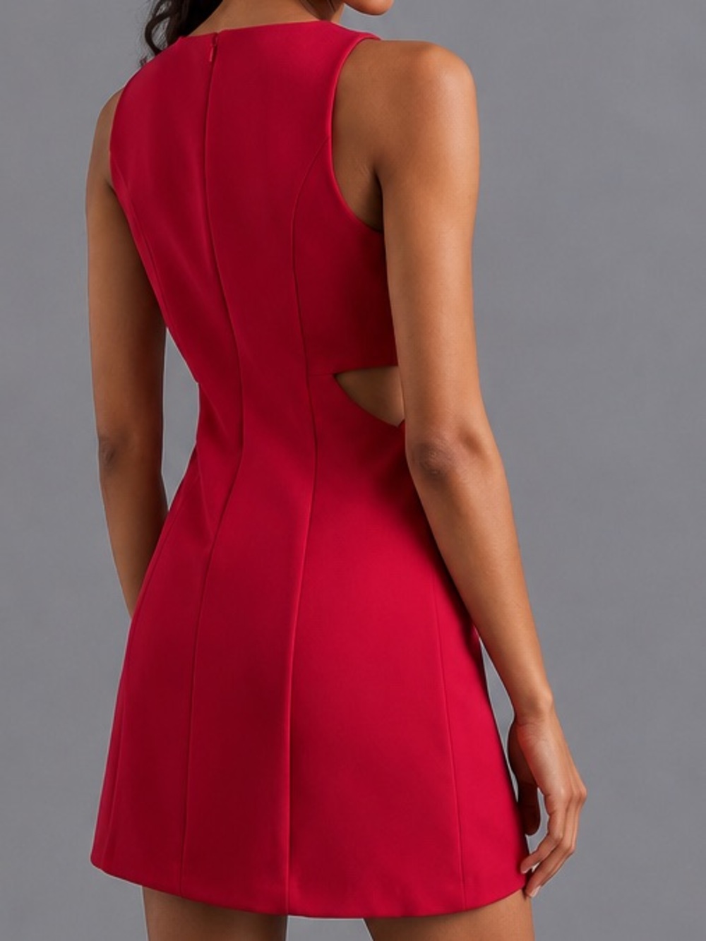Anthropologie Mare Mare Red Side Cutout Shift Mini Dress Medium Mod Cocktail - Picture 6 of 6